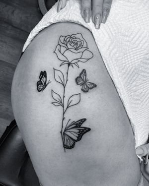 Pelvis tattoo #blackwork #floral #flower #butterfly #ronnyeast