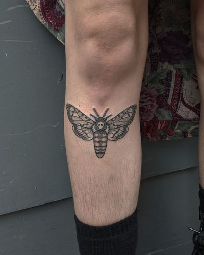 Get a unique and illustrative moth tattoo done by Alien Ink using hand-poked dotwork technique.