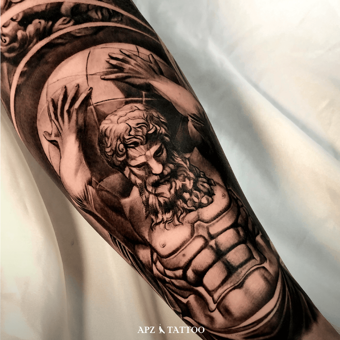 Realism Atlas tattoo | Tatuagens gregas, Tatuagem masculina, Tatuagem  masculina antebraço