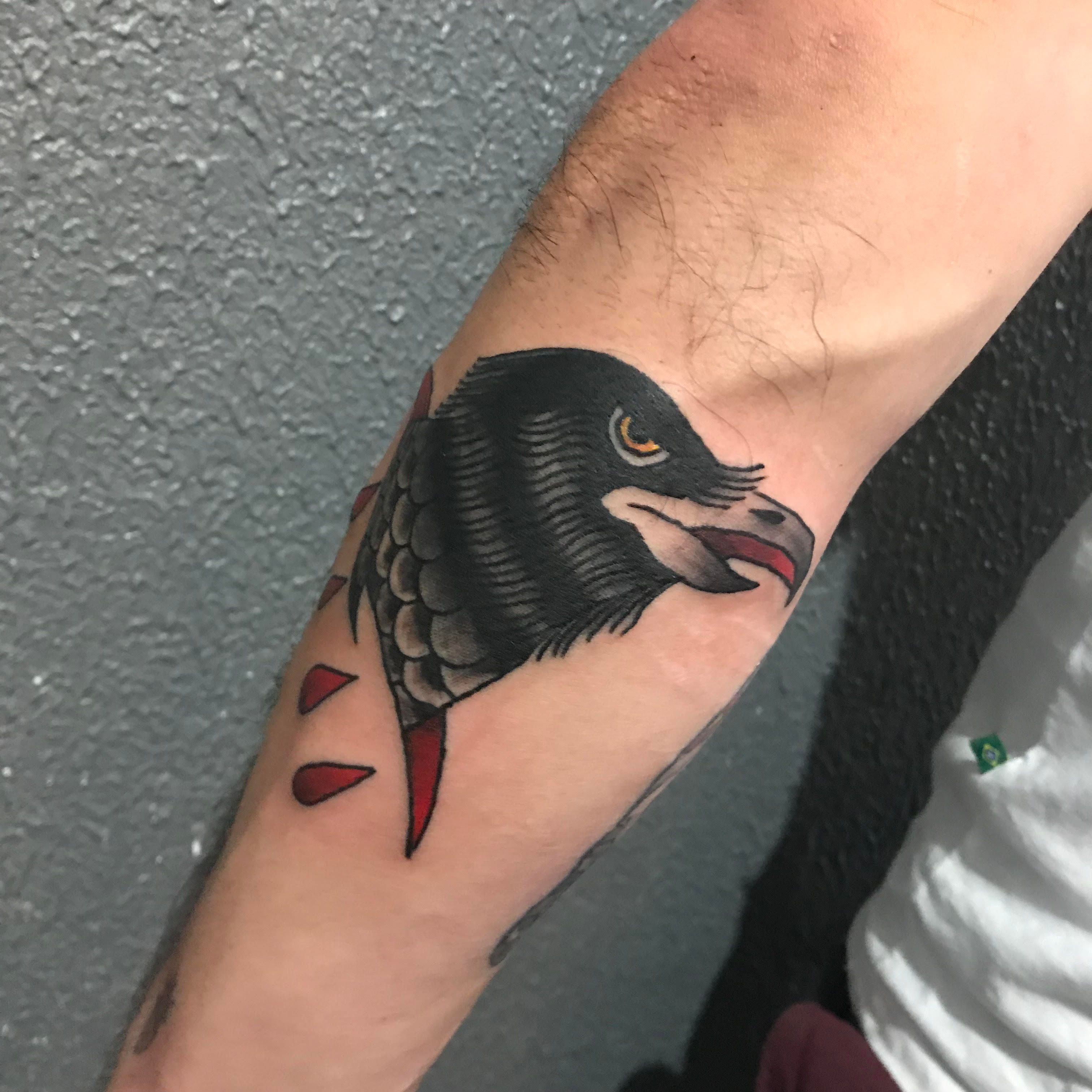 Realistic Neck Crow Tattoo by Nikita Zarubin