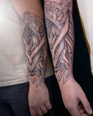 "Unlock the mystique of Norse heritage in this neoviking tattoo, a modern ode to the tales and symbols of the North."
