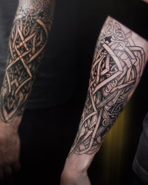 "This neoviking tattoo captures the soul of ancient Norse art, where tradition and innovation collide in ink."
