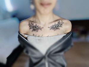 Adorn your skin with a beautifully detailed floral tattoo by the talented artist Larisa Andreea Boboc. This illustrative design features a delicate flower motif.