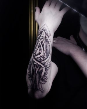 "This tattoo captures the essence of Nordic heritage, blending neoviking aesthetics with traditional artistry in ink."

