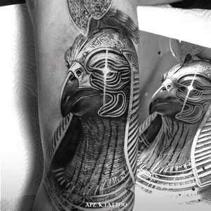 Tattoo of the God Horus in black and gray realism on the bicep, done by the tattoo artist APZ in Copenhagen, Denmark.In Copenhagen, APZ, a world-class tattoo artist, crafts modern black and gray realism tattoo. His God Horus piece on a bicep speaks volumes with its lifelike realistic details. APZ’s talent travels from Copenhagen to New York to Dubai, leaving impactful, soulful marks wherever he goes. Want to get a unique reminder?  APZ is here to help you.  Explore his portfolio on Instagram: @apztattoo.#surrealism #realism #black&gray #tattoodoambassador #blackandgray #realism #surrealism #microrealism