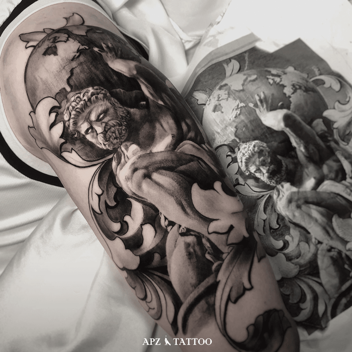 Tattoo uploaded by Apz Tattoo Artist • Atlas Tattoo in Black and Gray
