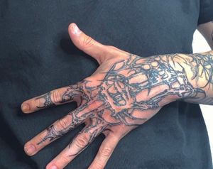 something similar to this piece on my hand and forearm the style is called cybersigilism