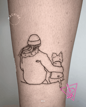 Linework Westie Dog and Owner Tattoo by Pokeyhontas at KTREW Tattoo - Birmingham UK #lineworktattoo #finelinetattoo #dogtattoo #phototattoo