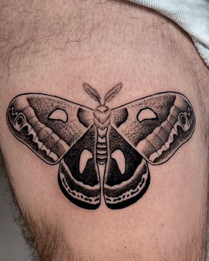 Explore the intricate beauty of blackwork and dotwork with this illustrative moth design by the talented artist Andrew Garinther.