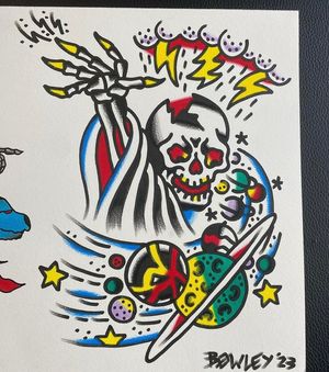 Traditional colour flash featuring a cosmic space reaper 