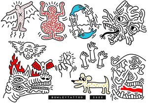 Linework flash with colour, Keith haring style 