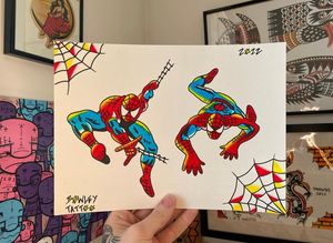 Traditional Spider-Man comic book flash designs 