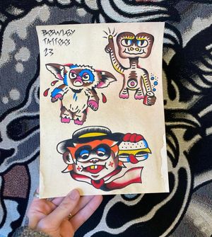 Traditional colour flash featuring 80’s pop cutler icons ET, Gizmo from Gremlins and the HamBurglar from McDonald’s 