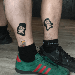Blackwork Simpsons pair of mate's tattoos