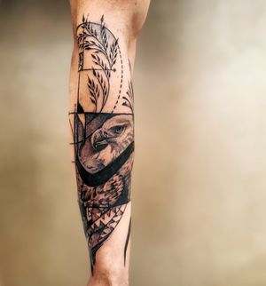 Eagle Geometric Forearm Tattoo