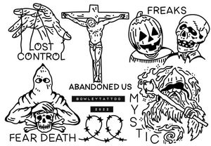 Linework flash with Jesus on the cross, wizard, Halloween outfit kids and more 