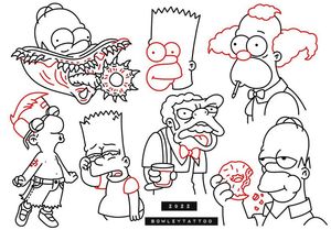 Linework flash with red, simpsons pop culture sheet 