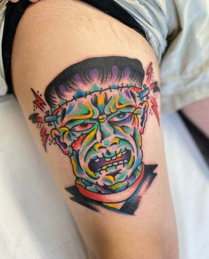 Traditional colour Frankenstein monster head 