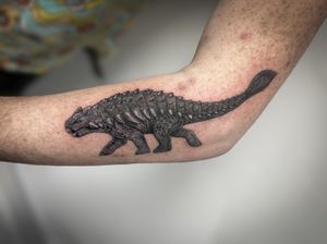#Ankylosaurus #Dinosaur for my customers first tattoo! So much fun :)...#realism #realistic #blackandgrey #microrealism