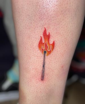 Custom flame match tattoo done by @jehtattoos.ink