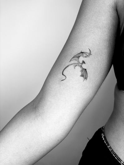 Dragon tattoo with a moon