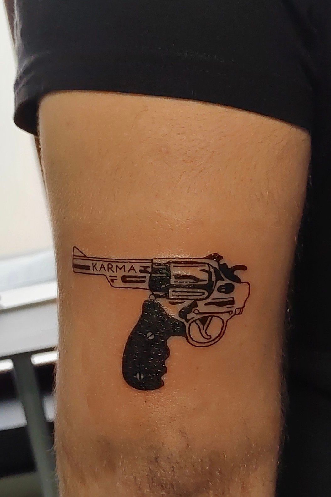 Tattoo tagged with: unique, small, gun, tiny, colorful, arm | inked-app.com