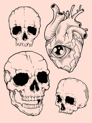 skulls and heart