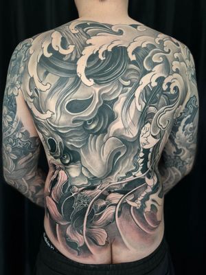 One session left on this backpiece. Artist hanzo_iL from www.Old-salt-tattoo.de