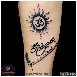 Jai shree krishna and flute tattoos.. #jai #shree #krishna #om #sun #peacock #feather #flute #maatattoo #omtattoo #peacockfeather #peacockfeathertattoo #word #feathertattoo #flutetattoo #krishna #krishnatattoo #love ##tattoo #tattooed #tattooing #ink #inked #rtattoo #rtattoos #rtattoostudio #ghatkopar #ghatkoparwest #mumbai #india