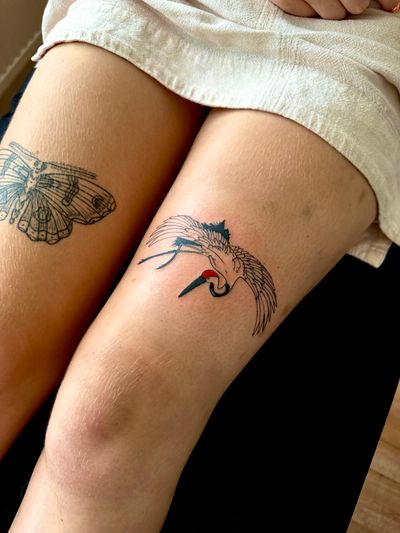 Capture the beauty of a heron or crane with this stunning illustrative tattoo by the talented artist Oliver Soames.