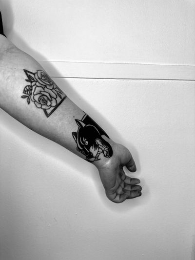 Get a bold blackwork panther tattoo by the talented artist Oliver Soames. Classic and fierce design!