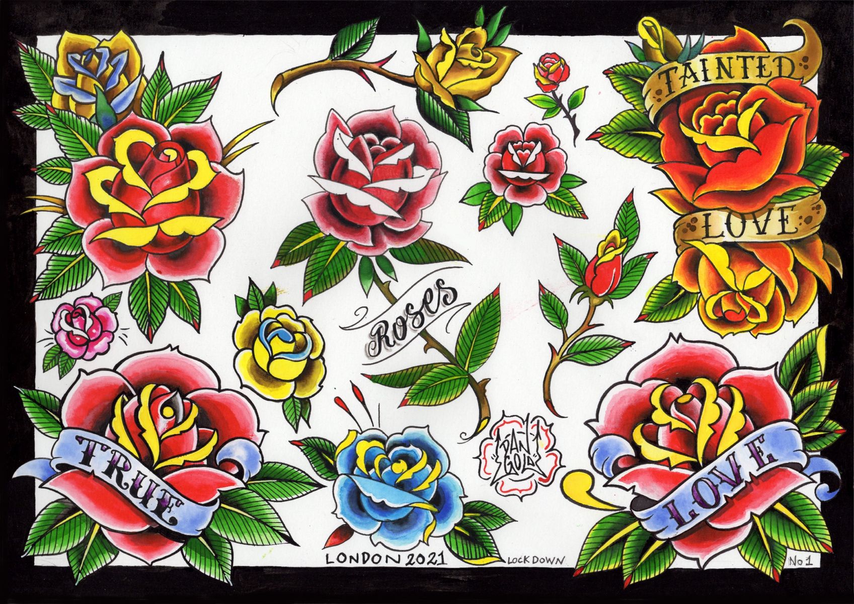 traditional rose flash art