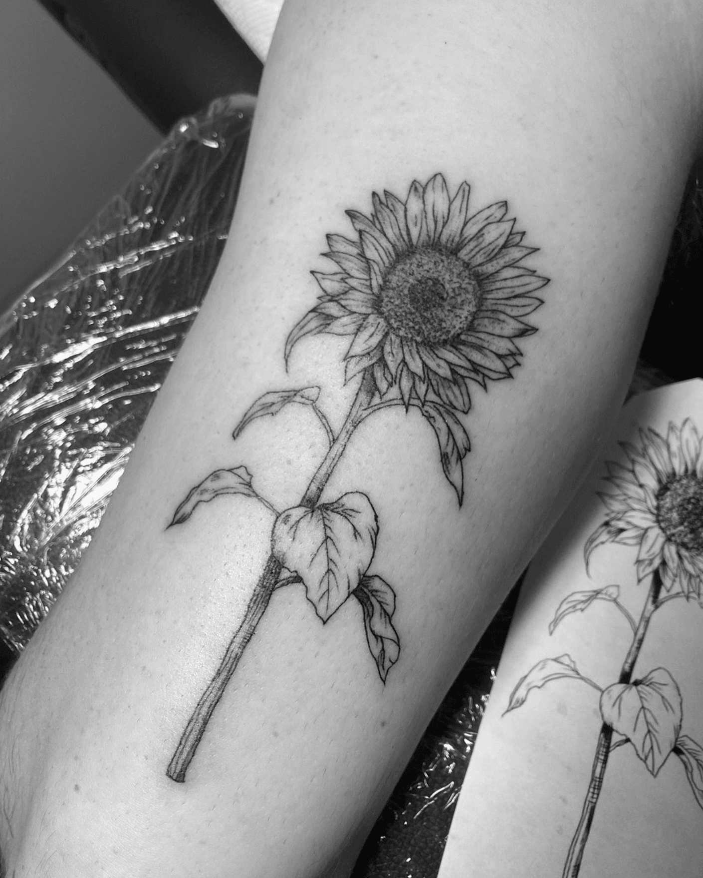 black and gray sunflower tattoo (1a) - KickAss Things