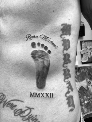 Baby Footprint Tattoo #footprint #blackandgray 