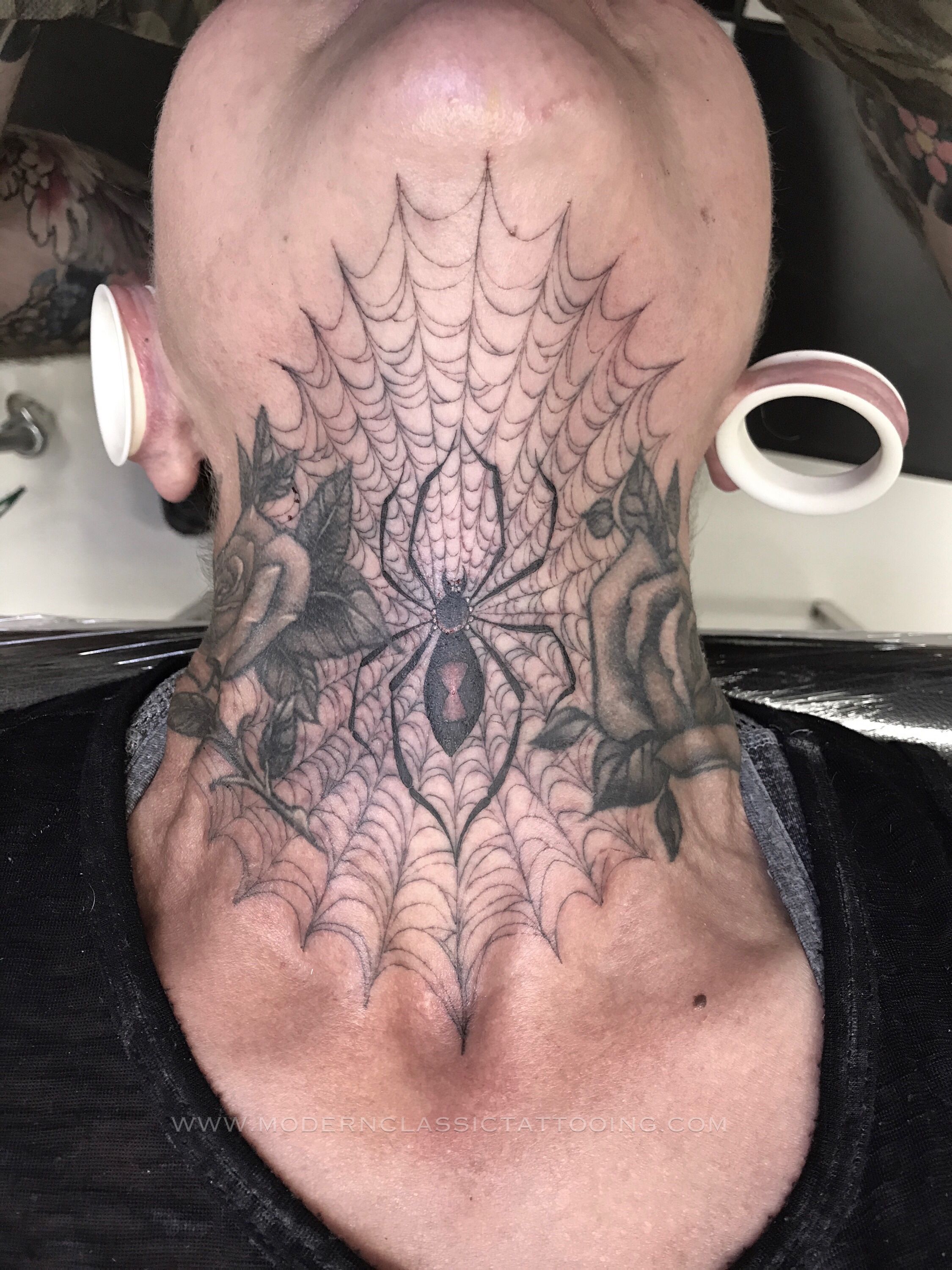 Spider Web Throat Tattoos
