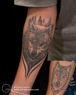 Realism wolf tattoo done by Bhavesh Kalma at Circle Tattoo Pune 