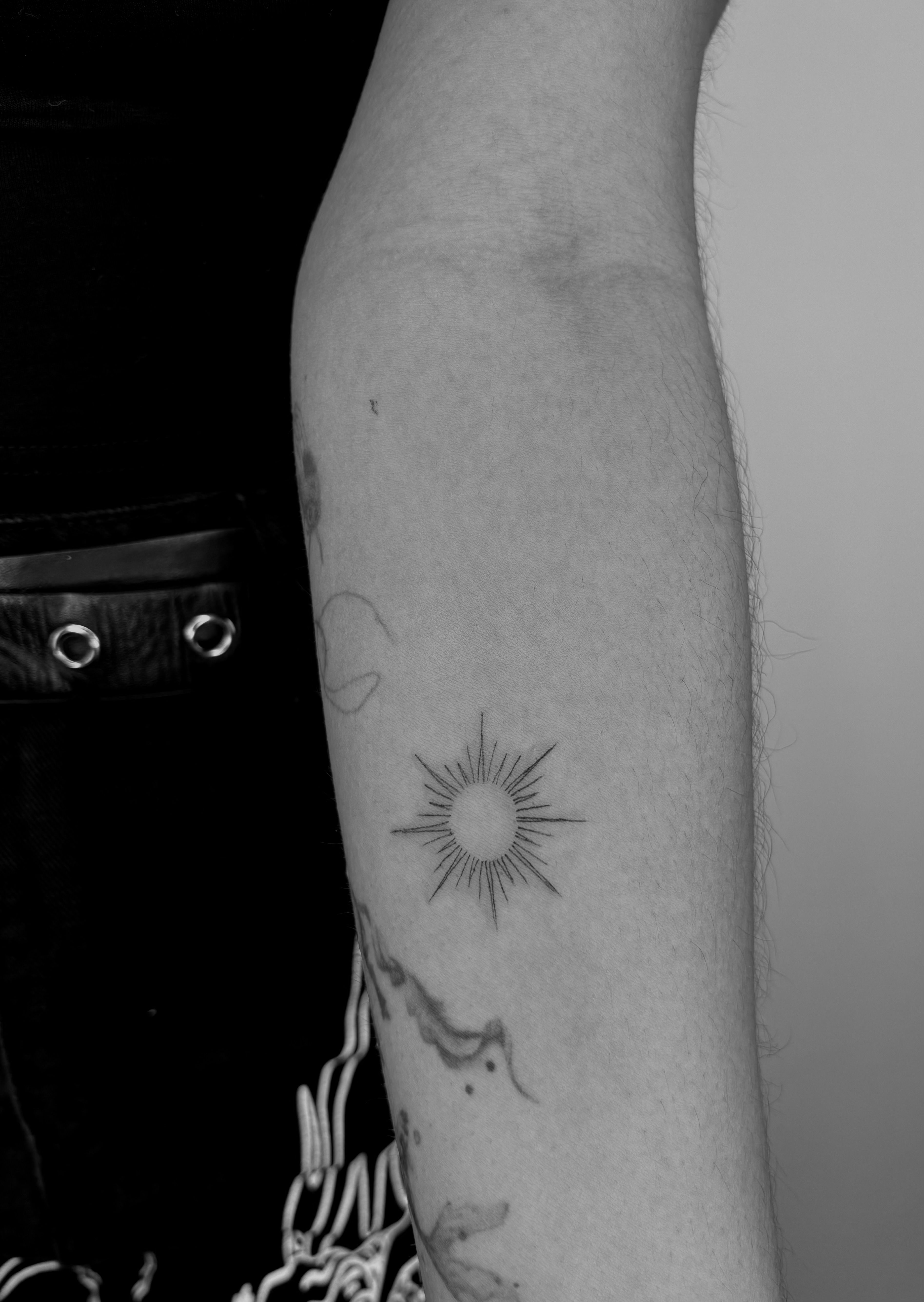 Tattoo tagged with: small, astronomy, single needle, micro, line art, inner  arm, eunwoo, tiny, ifttt, little, minimalist, sun, fine line | inked-app.com