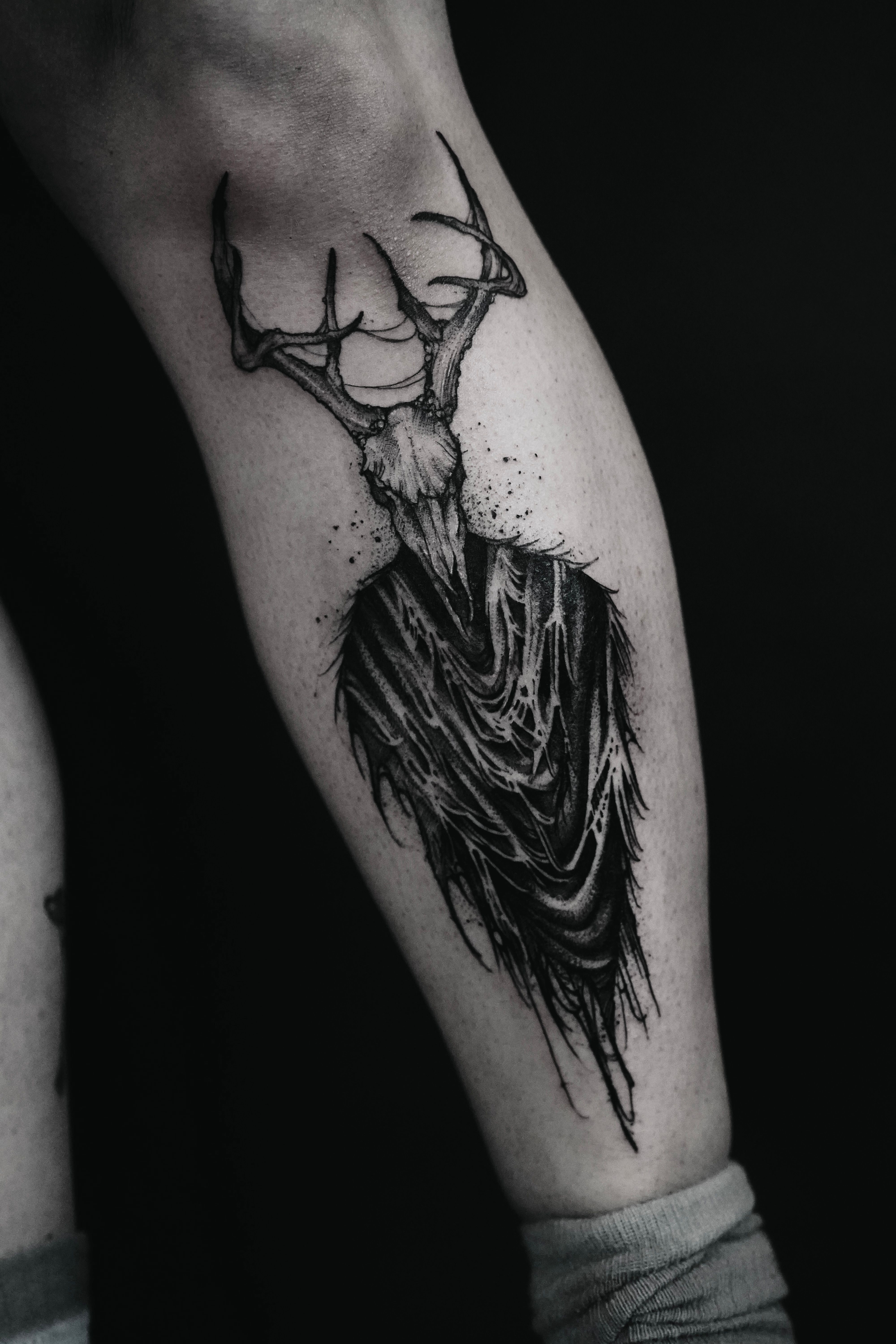 Check out this custom deer skull tattoo by our artist @dzulmaster here at  @dzulinklounge! #customtattoos #dzulinklounge #seattle #tattoo | Instagram
