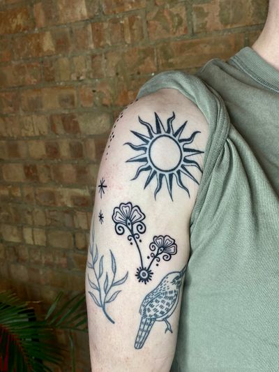 Healed sun and new flowers ornamental piece 