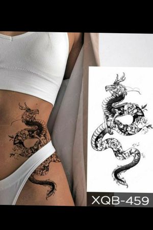 Dragon with flowers to go in the right waist/hip area