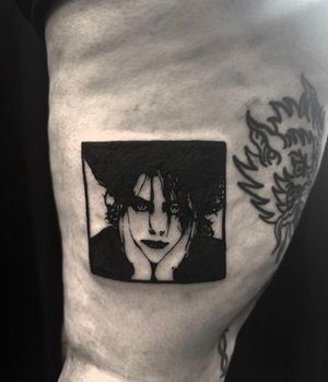 Get a stunning blackwork tattoo of Fairuza Balk in the style of a picture, showcasing the craftsmanship of Sophia Hayes.
