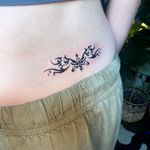 Tramp stamp Flames Butterfly stars and sparkles 