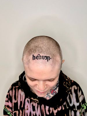 Heaven / typography I’ve created (happy to do custom of the words you choose) // HEAD TATTOO 