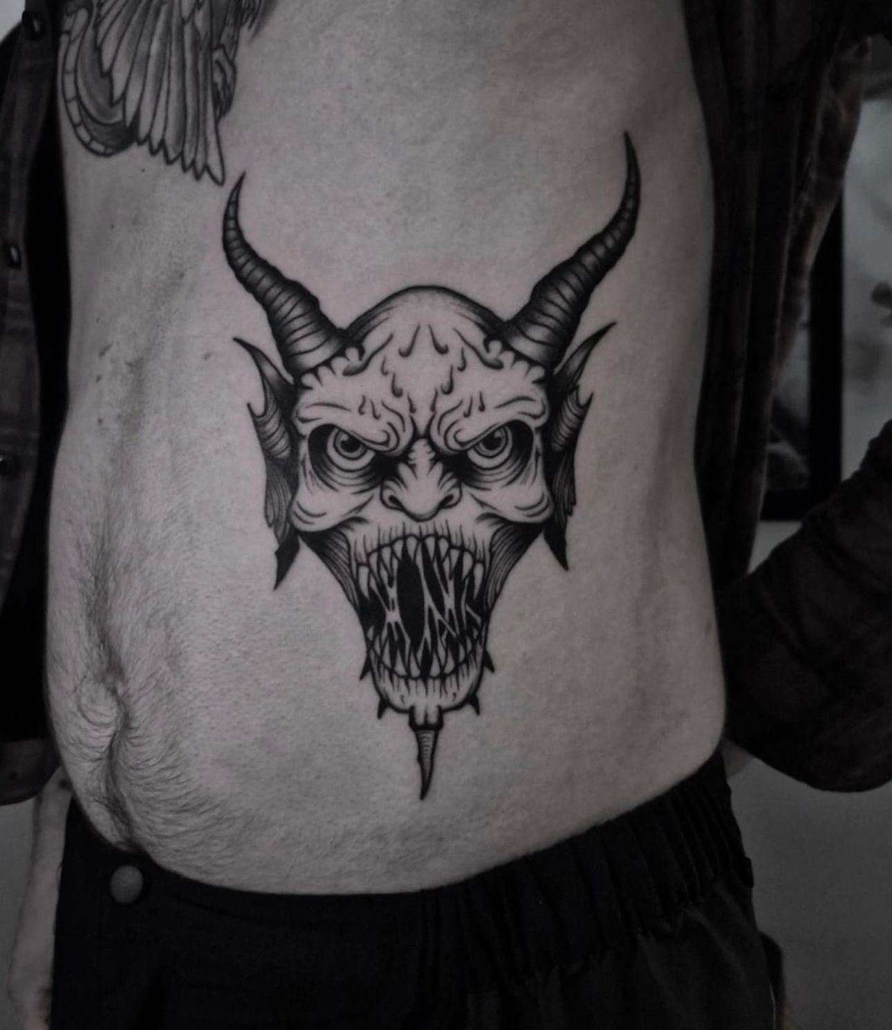 Devil vs God tattoo design black and white | Evil tattoos, Devil tattoo,  Scary tattoos