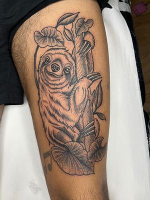 Get an adorably cute illustrative sloth tattoo by the talented artist Barney Coles. Perfect for sloth lovers and those who embrace a laid-back lifestyle.