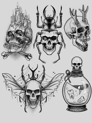Skulls.These can go on pretty much any body part you want: calf, forearm, shoulder, tight, shoulder blade... DM for consultation ;)240£ - 420£