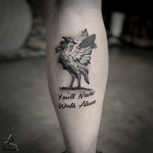Liverpool Liver Bird. black and grey realism tattoo