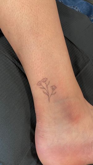 Flowers , leaf , fine line tattoo