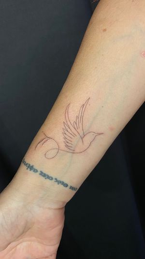 Bird, fine line tattoo