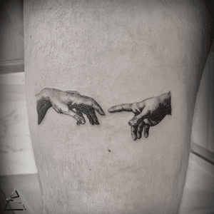 God and Man. Black and grey realism tattoo